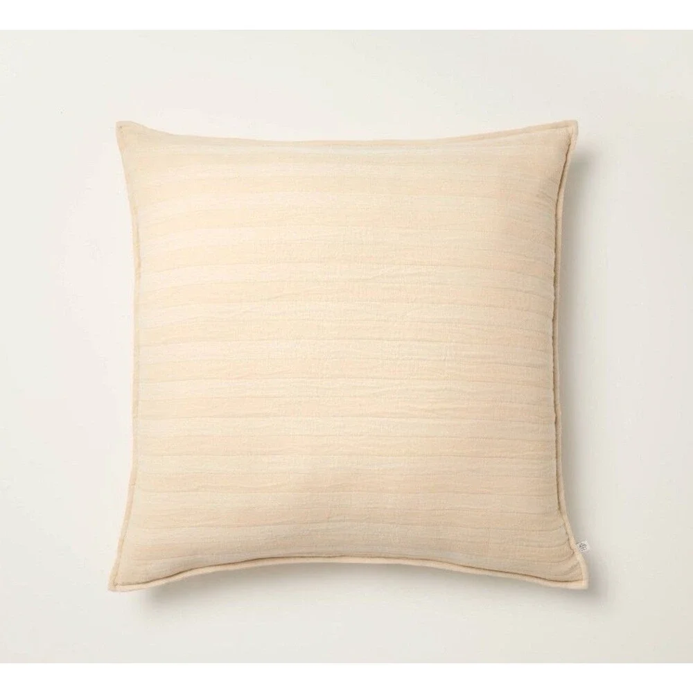 Tonal Stripe Euro Throw Pillow Tan - Hearth & Hand with Magnolia NEW
